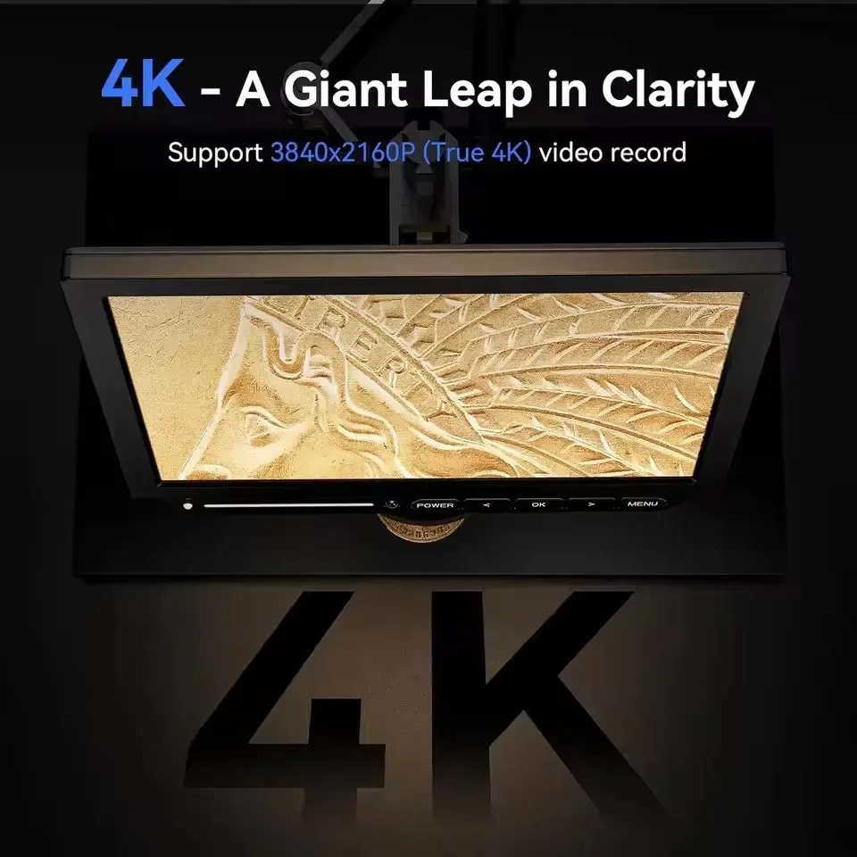 4K Digital Microscope For Soldering TM4K Flex Arm 2000X HDMI Microscope Electronics Repair 10" LCD Coin Microscopio 64GB