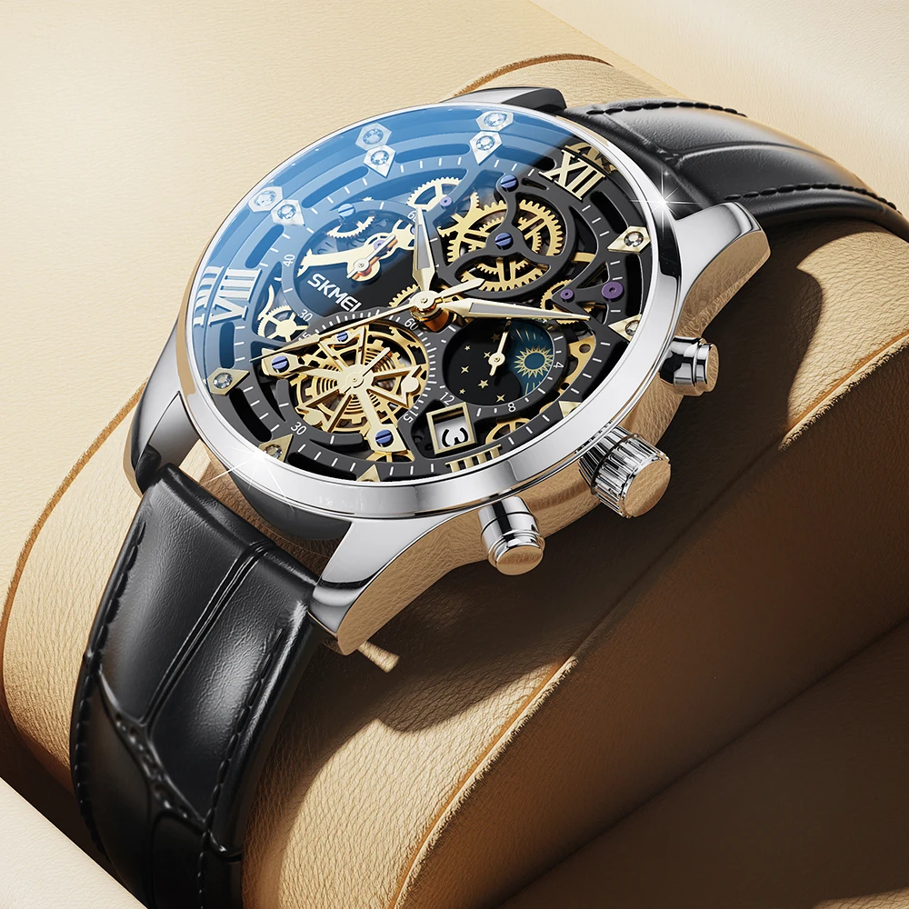 Luxury Watch Brand List - SKMEI トップブランドの高級フルスチールビジネス腕時計メンズ 3Bar 防水日本クォーツムーブメントカレンダー腕時計リロイやつ