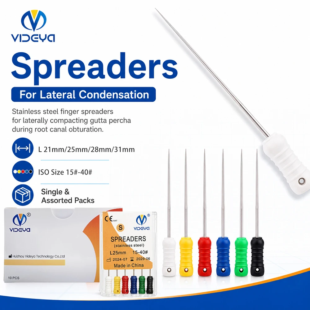 Dental Finger Spreader Endodontic Root Canal Obturation Instrument Stainless Steel Lateral Condensation 6Pcs/Box 21/25/28/31mm