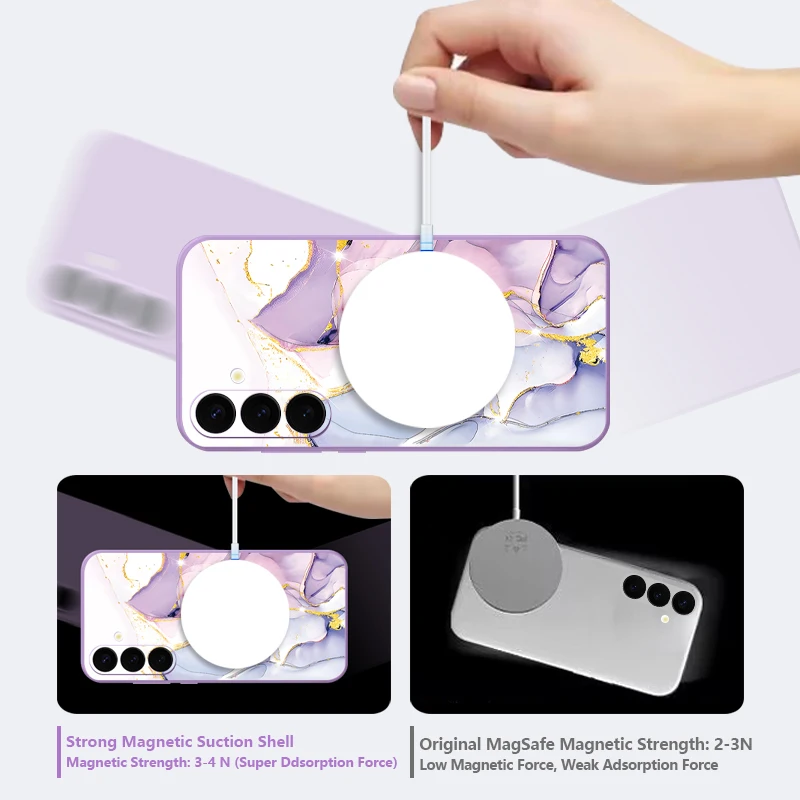 Colored Marble Magnetic Case For Samsung Galaxy S25 S23 S24 S22 Ultra S21 Plus S25 S23 S24 FE For Magsafe Wireless Charge Cover