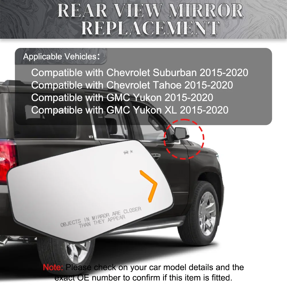 

Автомобильное левое/правое отопление, боковое крыло, зеркало заднего вида, стекло для Chevrolet Suburban Tahoe GMC Yukon XL 2015-2020