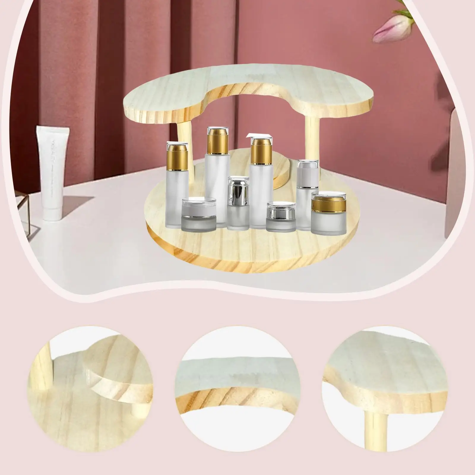 

Wood Display Stand Cupcake Dessert Riser Countertop Shelf Versatile Perfume Rack for Retail Mini Dolls Home Decoration Party