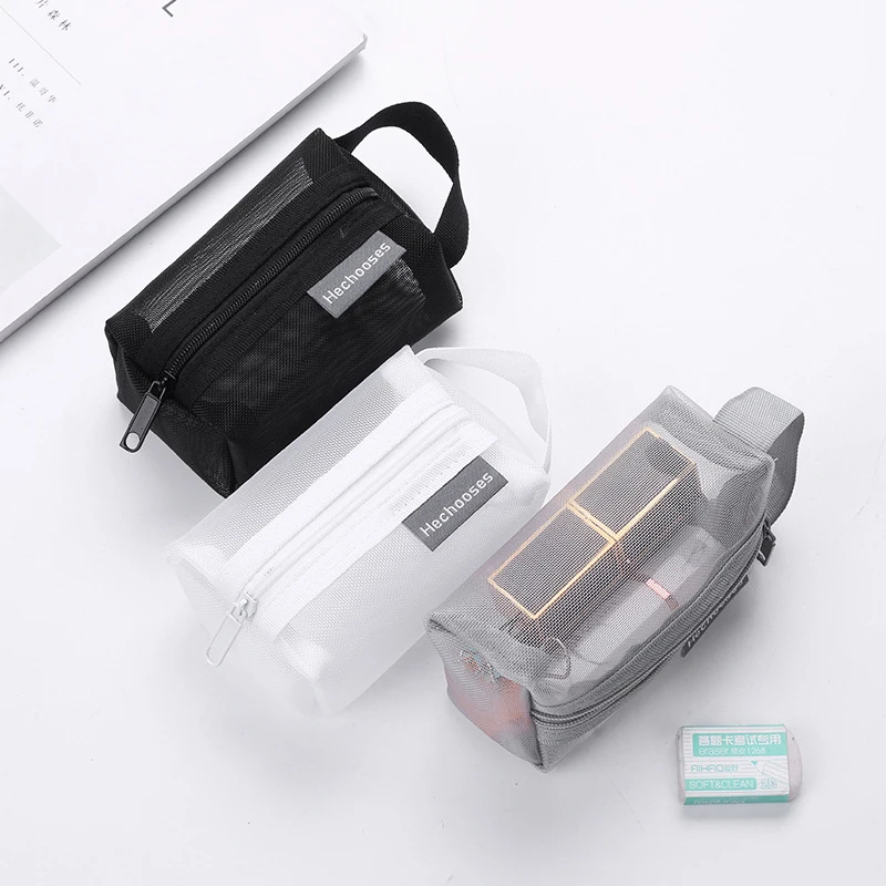 1Pc Nylon Square Mesh Coin Purse Large Capacity Key Card Case Coin Pocket Transparent Storage Bag Pouch Mini Cosmetic Bag