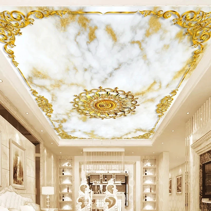 Custom Photo 3D Mural Modern European Pattern Marble Wallpaper Hotel Ceiling Living room TV background wall bedroom restaurant
