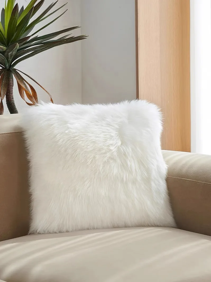 100% Real Lamb Wool Cushion Australia Sheepskin Pillow With Inner For Living Room Leather Home Decorations