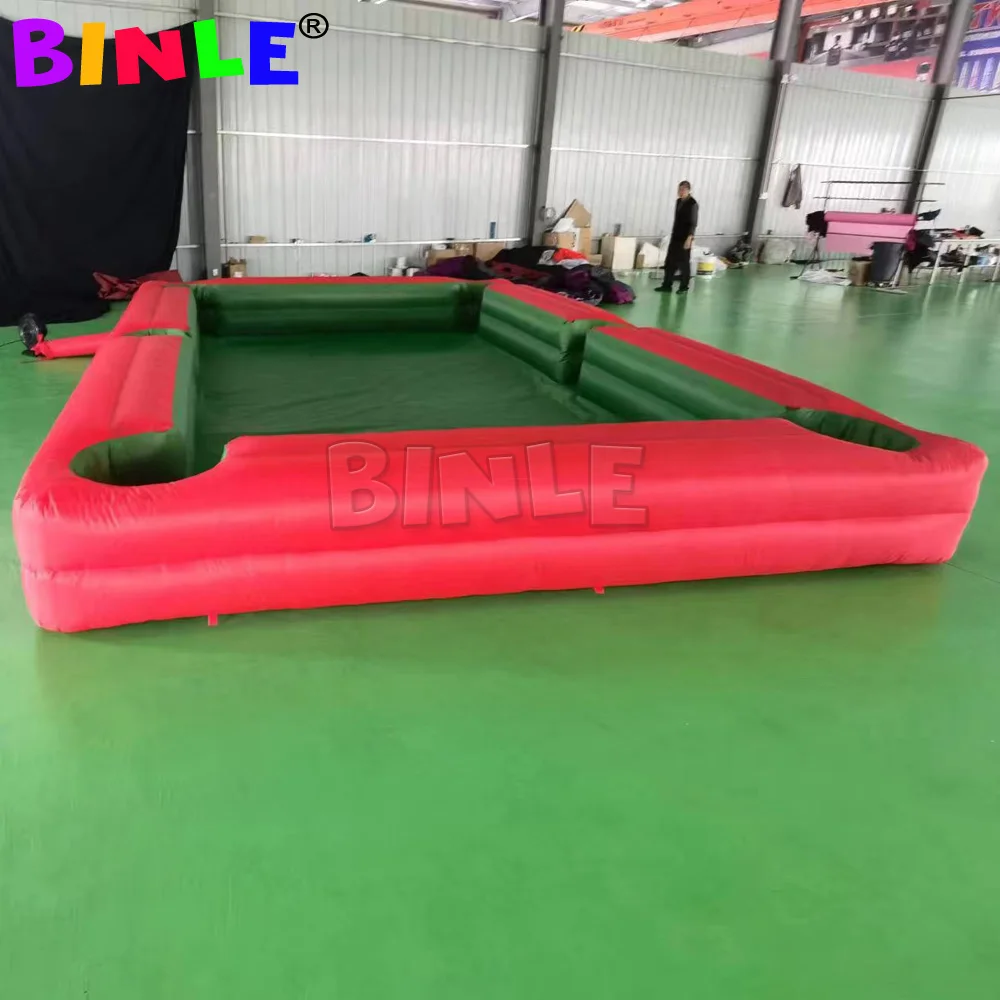 6x4m Red Giant Inflatable Snooker Table Inflatable Snooker Football Field Soccer Pool Table For Indoor Outdoor Interactive Game