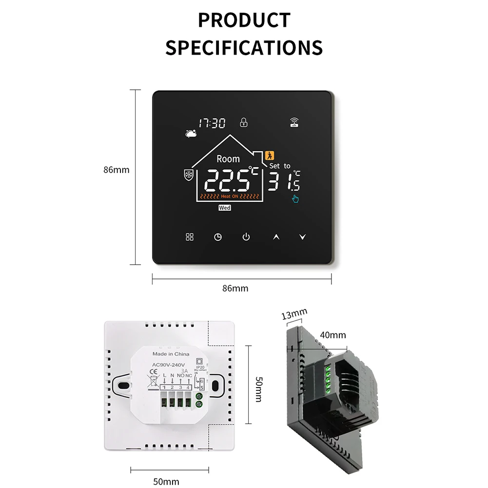 Energy Efficiency Programmable Heating 5 2 Programming Support Compatible With 90V-240V Custom Heating Schedule