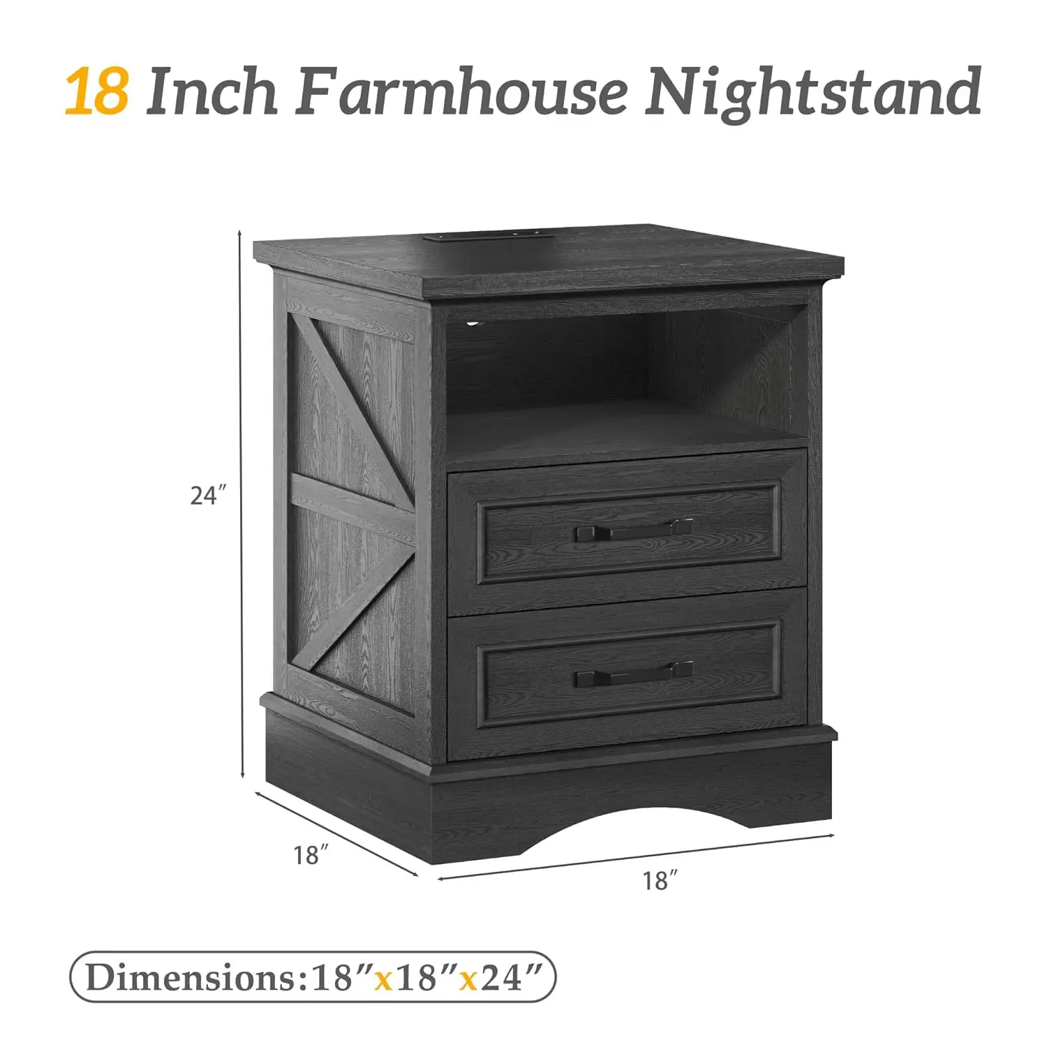 Farmhouse Nightstands Charging Set 3