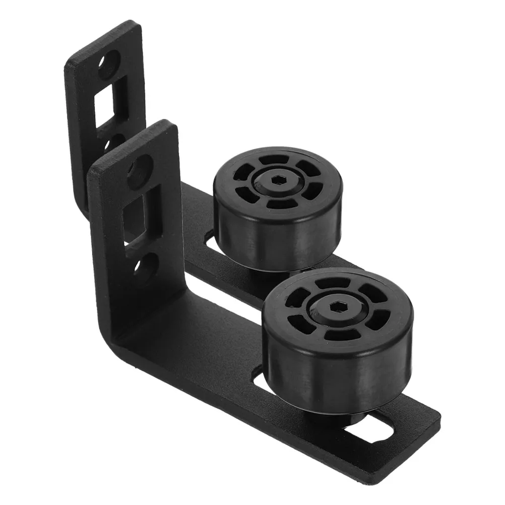 

2pcs Sliding Barn Door Dual Roller Guide Black Floor Stopper Locator Hardware Home Supplies Garage Door Parts