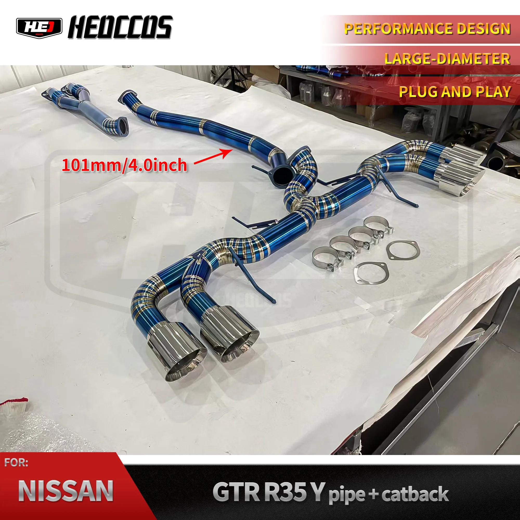 

HEO Large Diameter Performance Exhaust Catback For NISSAN GTR R35 Titanium Alloy Exhaust System 3.5inch