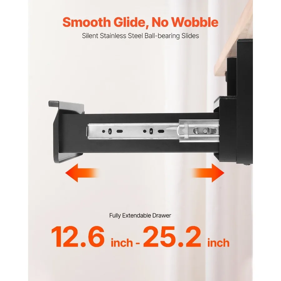 Laci Slideout Organizer Laci Bawah Meja 13 inci yang Dapat Dikunci untuk Rumah Kantor