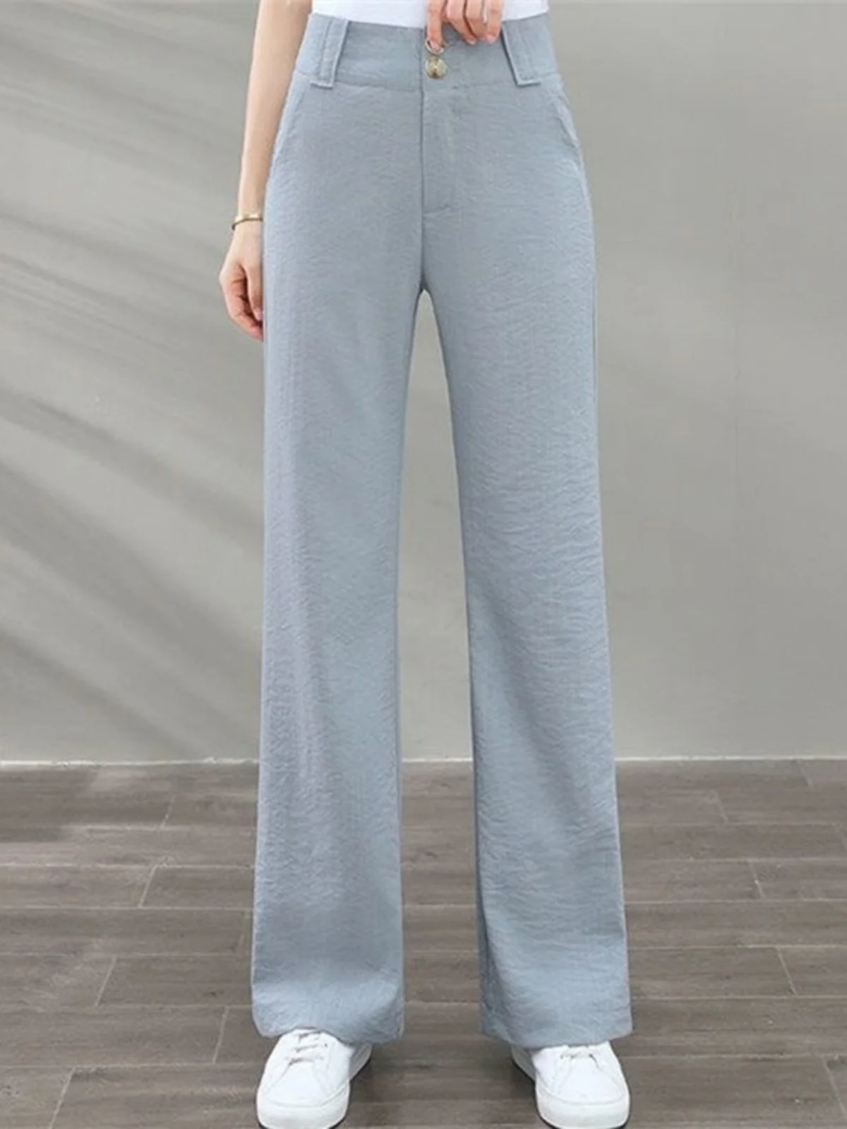 High Waist Wide Leg Pants Women's Cotton Linen Loose Fit Summer Thin Hanging Casual Trousers Floor Length Slimming Effect