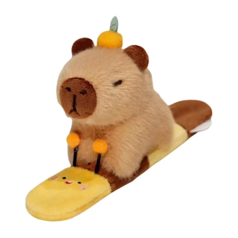 

With Orange Capybara Plush Slap Bracelet Wristband Clap Circle Toy Capybara Slap Snap Doll Toy Fluffy Soft