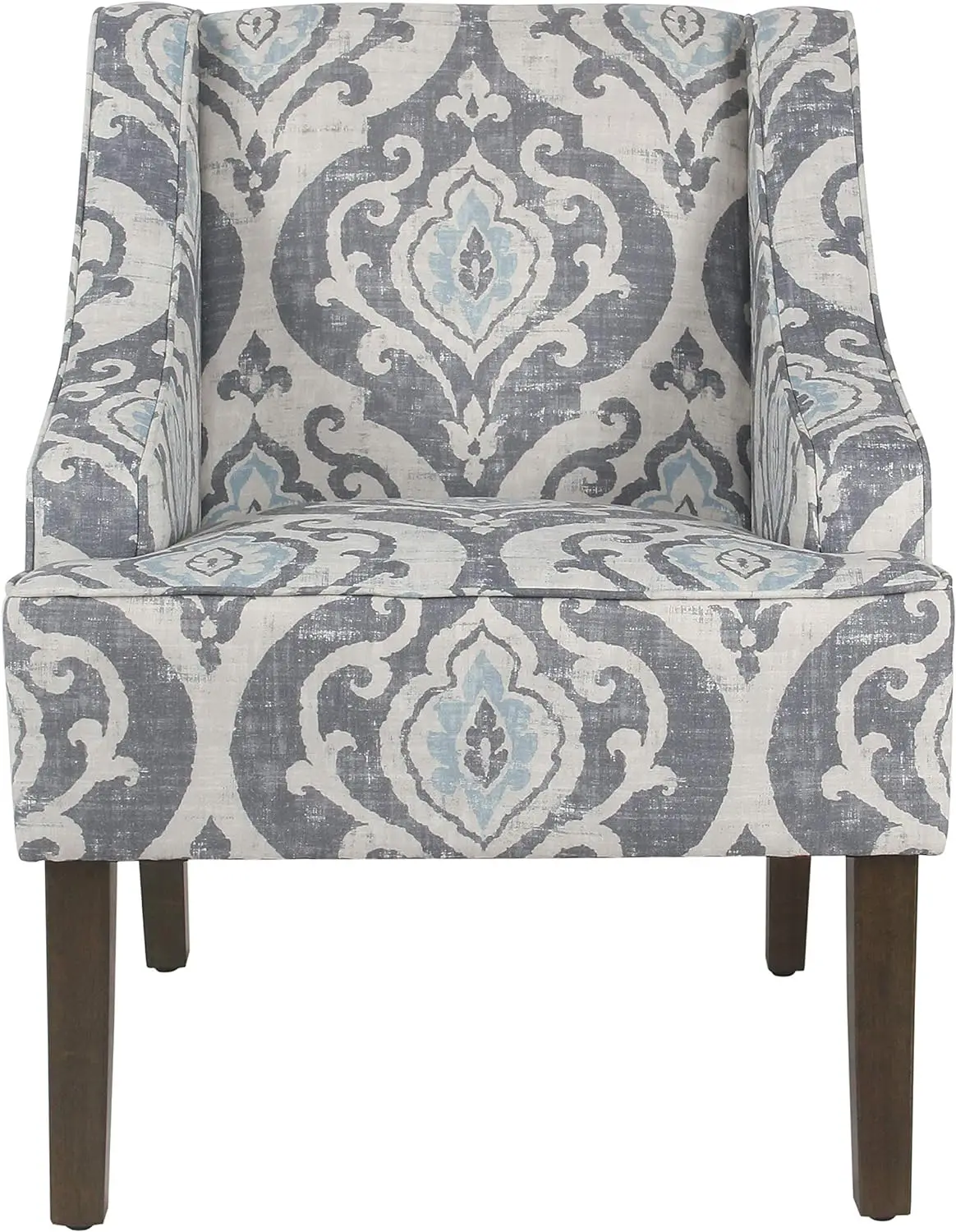 Velvet Swoop Arm Accent Chair Suri Blue Wood/Polyester Material Medium Firm Cushion Lumbar Pillow Supports 250lbs 27.75