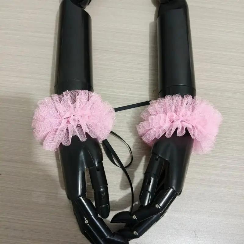 50LE Ruffle False Collar Mesh Faux Wrist puxados para mulheres