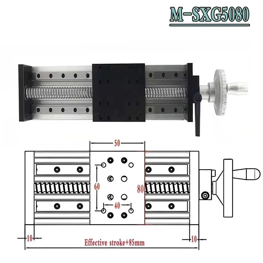 100 ミリメートル-300 ミリメートルストローク SFU1605 C7 ボールねじ手動リニアアクチュエータスライドテーブルステージハンドホイールリニアレール CNC 3D プリンタ 60 キロ