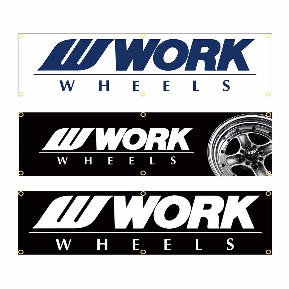 45x180cm 60x240cm W-WORKS WHEELS carro motocicleta equipe ou Conpany logotipo bandeira poliéster impresso decoração banner tapeçaria