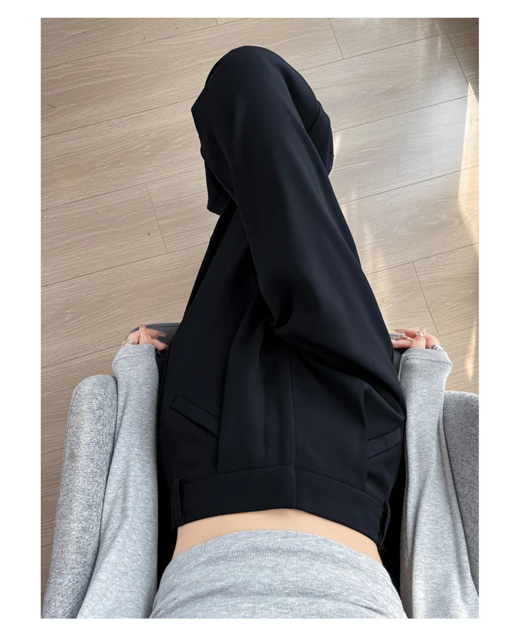 Spring 2024 New Fashion All-Match Simple Office Suit Pants Wide-Leg Pants High Waist Narrow Straight Casual Mop Pants Women
