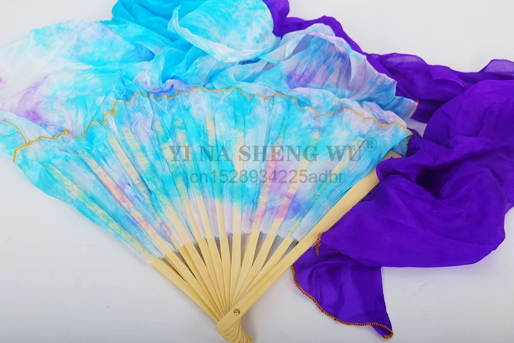 1 زوج التعادل صبغ الحرير الحجاب الرقص الشرقي ممارسة المنافسة الدعائم عرض مسرحي زي ملحق اليد صبغ فلوي اضافية طويلة المشجعين 1 زوج