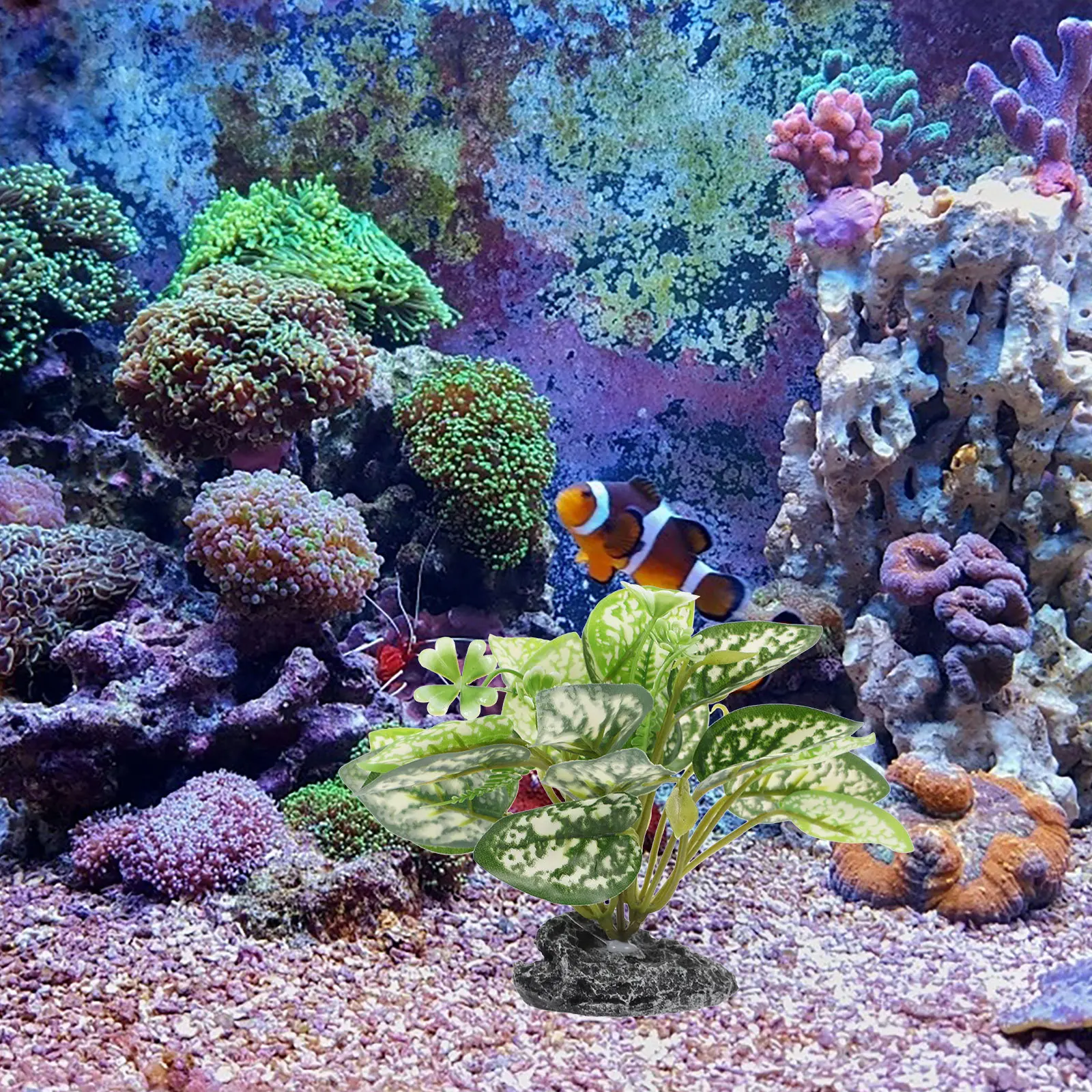 نبات حوض السمك الاصطناعي واقعية البلاستيك خزان الأسماك الديكور وهمية المياه العشب الزخرفية حوض السمك النباتات خزان الأسماك العرض #3