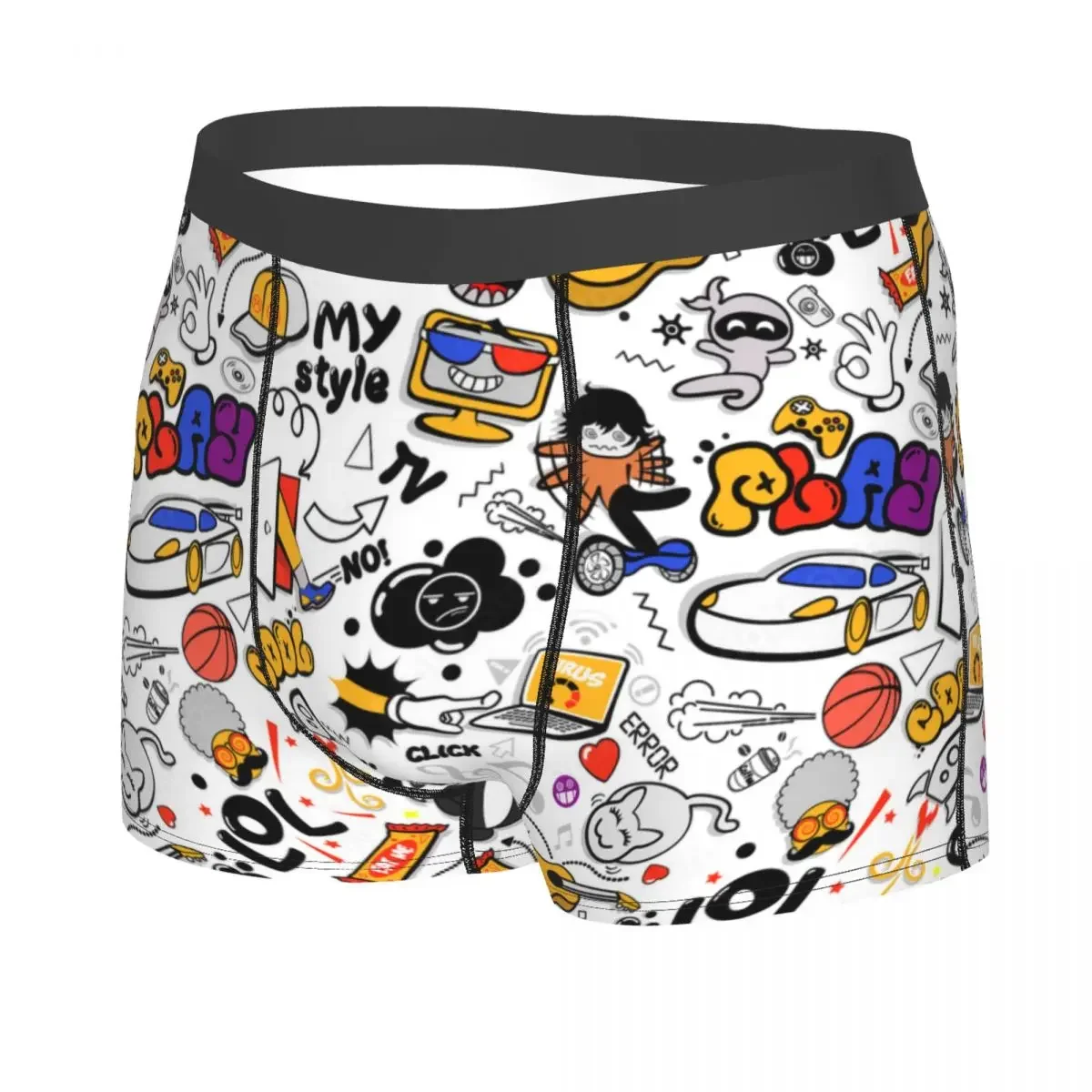 Custom Cartoon Graffiti Style Underwear Men Breathable Graffiti Art Boxer Briefs Shorts Panties Soft Sexy Underpants For Homme