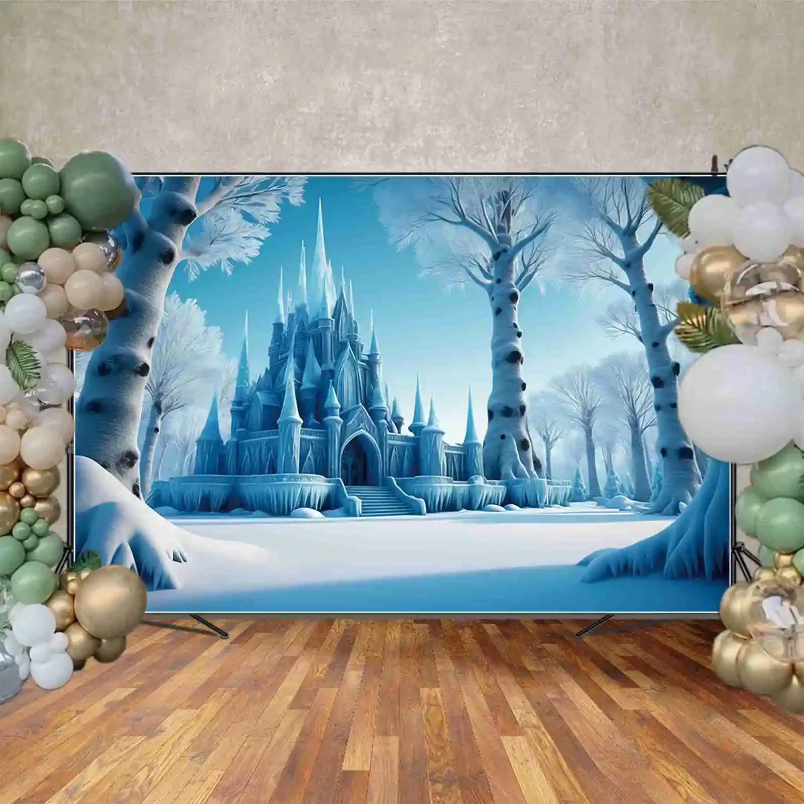 Girls Frozen Birthday Party Decoration Backdrop Princess Castle Blue Curtain Photozone Background Personalized Photography Props