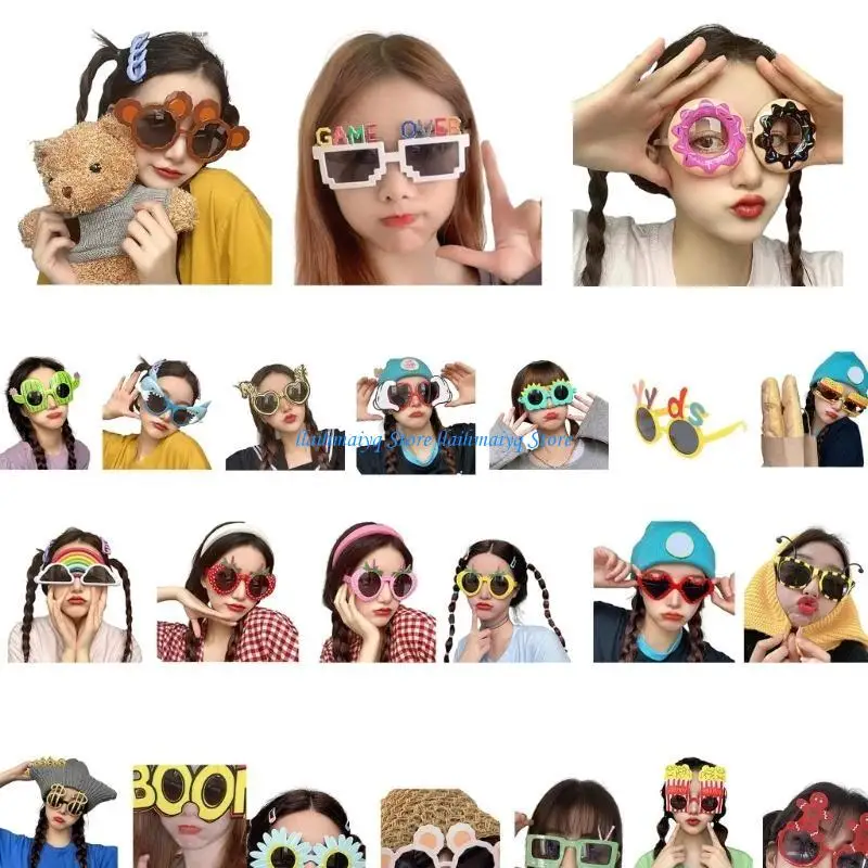 

573B Creative Party Eyeglasses Fancy Dress Props Summer Party Sunglasses Novelty Eyeglasses for Adults Birthday Beach Party