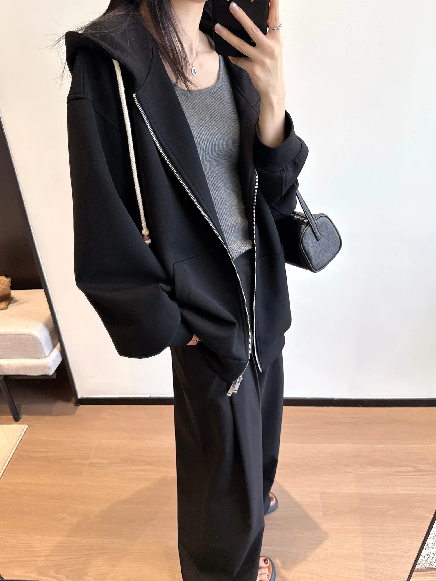 

Women's Oversized Hoodie Jaet Zipper Air Layer oulder Drop Color Blo Casual Spring 2026 Breathable Long Sve Sweatirt