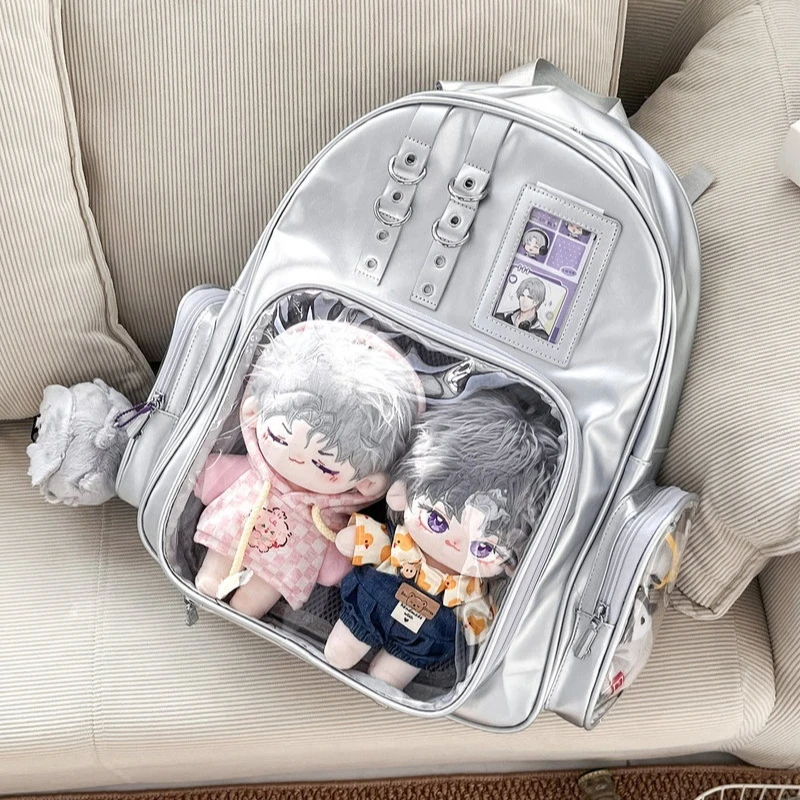 

Большая сумка-ита для аниме-мерча, милая сумка-ита с прозрачным карманом для значков, школьный рюкзак для студентов и девочек