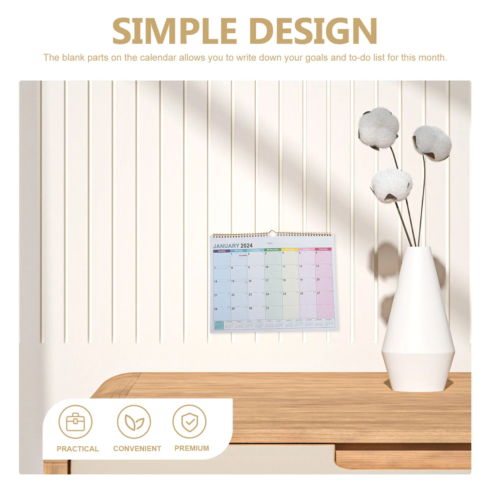 

Space-Saving Large Monthly Wall Calendar Writeable Sections for Monthly Goals 2024 Planner Calendar for Office Household