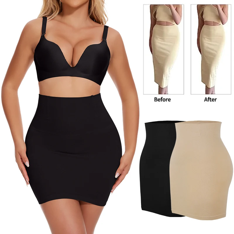 

Half Slips with Thong Shaper Comfort Seamless Slip Shapewear Under Dress Tight Skirt Undergarments