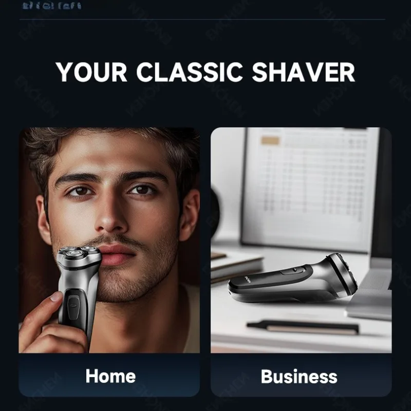 Elektryczna golarka obrotowa dla mężczyzn z ostrzami 3D, golarka elektryczna z możliwością mycia, ładowana przez USB-C, trymer do brody, prezent