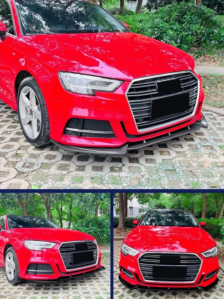 Przedni Splitter Dyfuzor Listwa Spoilera Zderzaka Samochodowego ABS Wygląd Karbonu Pasuje Do Audi S3 A3 8V S-line 2017-2020 Maxton Style Bodykit — 2