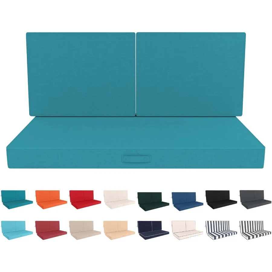 

Outdoor Loveseat Cushion Set 46 x 26 Inch Waterproof FadeResistant Deep Seat Patio Cushions with Removable Cover Ties Hidden Zi