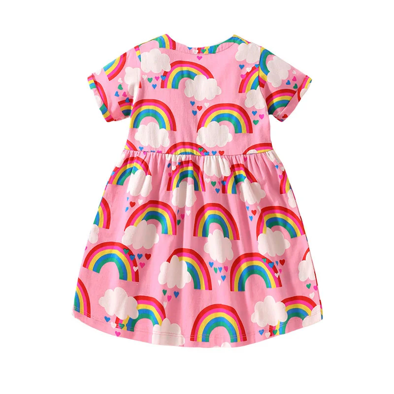 زيبيد-فستان مطبوع بألوان قوس قزح للفتيات ، فستان أميرة ، هدية عيد ميلاد ، ملابس أطفال ، وصل حديثًا ، الصيف