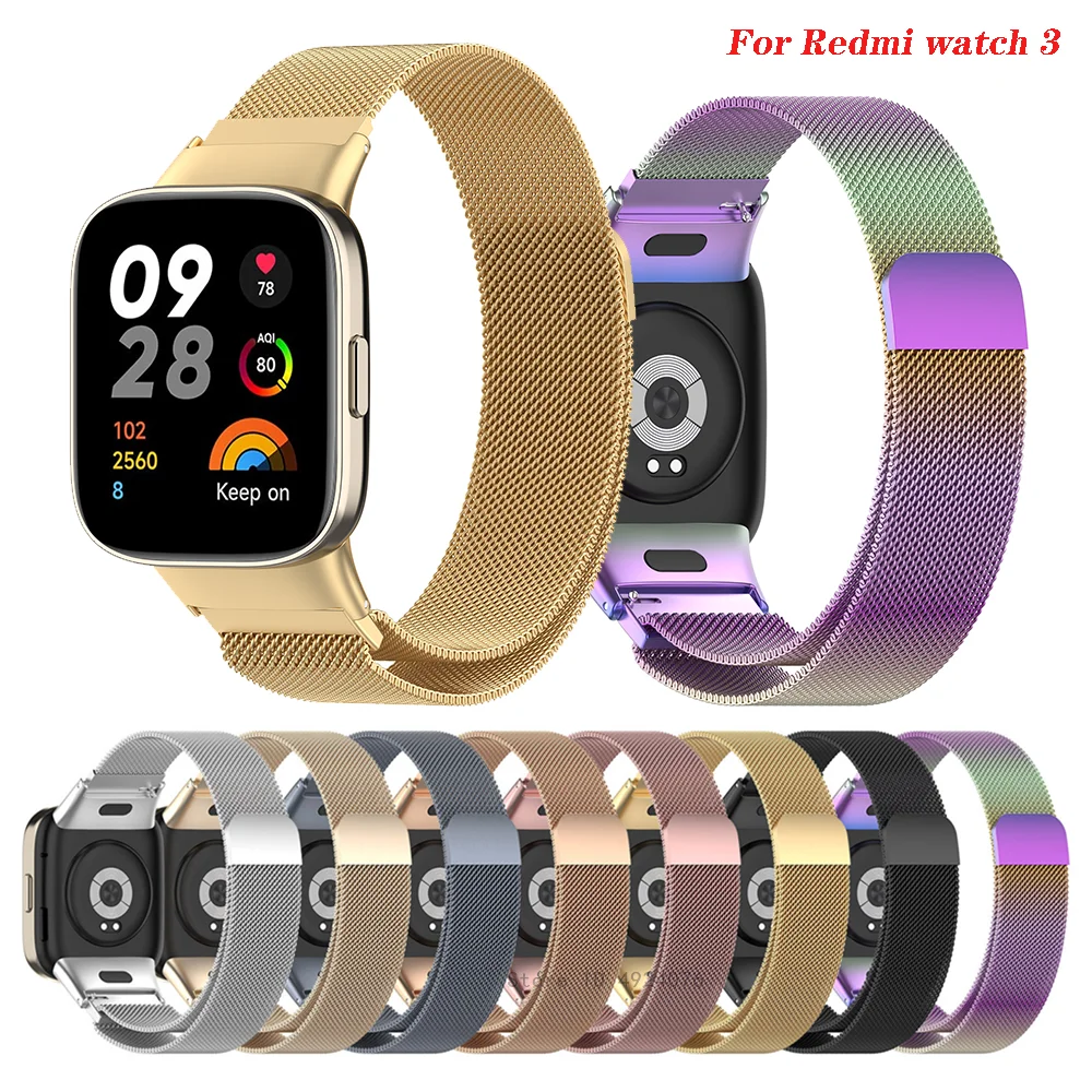 Milanese Loop Strap Para Xiaomi Redmi watch 3 aço inoxidável Quick Release cinto Correa para MI watch lite 3 Pulseira Acessórios