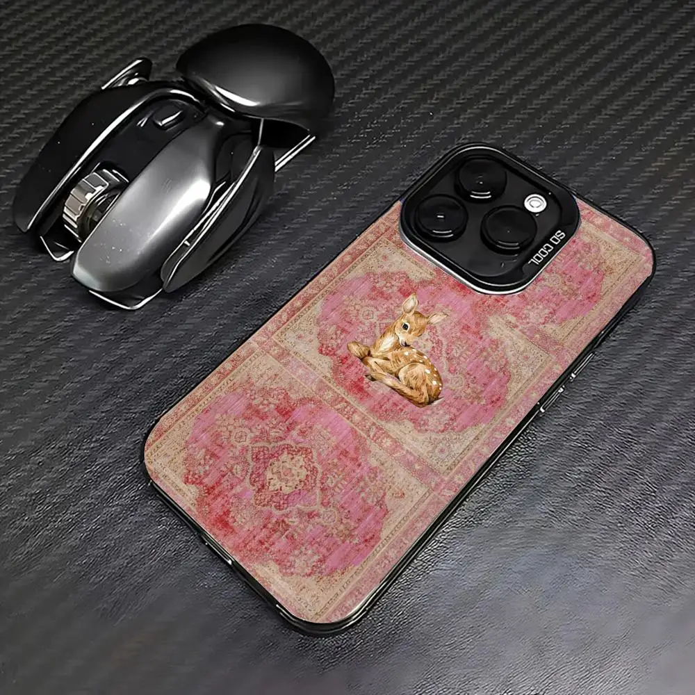

Pink Persian fawn case for iPhone17 16 15 14 13 12 11 Pro/ Max/Plus shock-proof rear cover anti-fingerprint