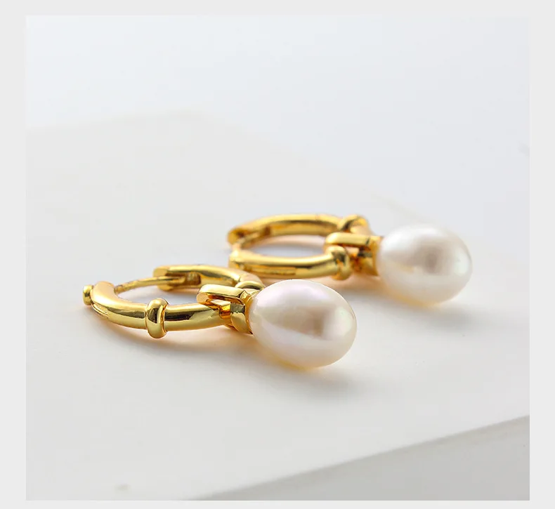 Brass Natural Freshwater Pearl Drop Earring Women Jewelry Punk Designer Runway Rare Simply Gown Boho Japan Korean