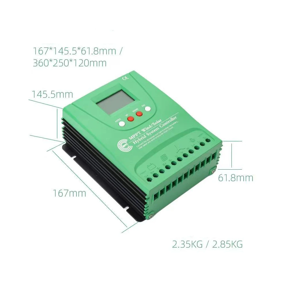 

Solar & Wind Hybrid System Double PWM Charge Controller 20KW 15KW 10KW 12V 24V 48V Regulator Home Use Wind Turbine Generator