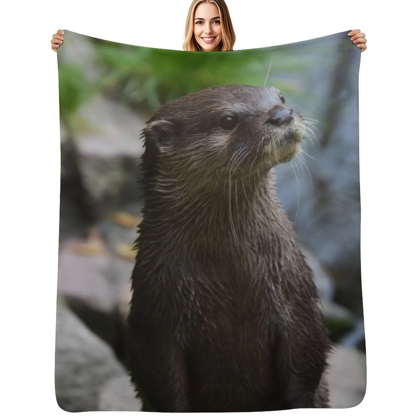 Otter Closeup Throw Blanket For Sofa Thin Hairys Designers Nap Single Furry Blankets