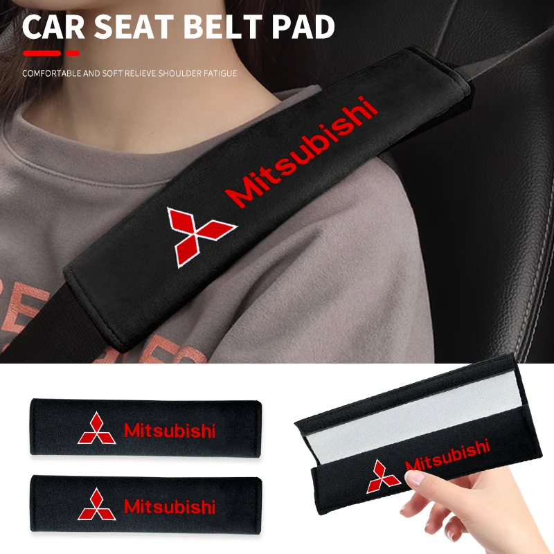 Suede Car Safety Belts Shoulder Protection For Mitsubishi Logo ASX Outlander Lancer Pajero Eclipse Galant Mirage Accessories