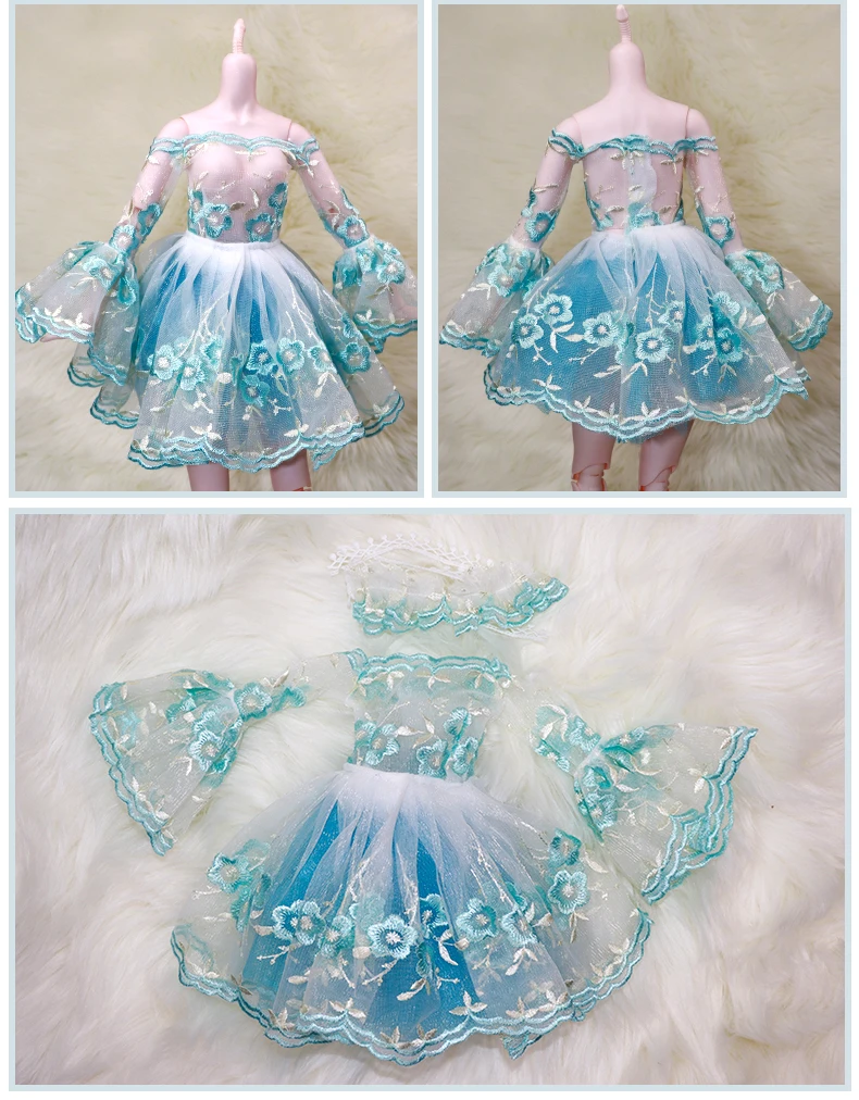 Fashion Ballet Tutu Dress For Barbie Doll Outfits Clothes 1/3 Doll Accessories Rhinestone 3-layer Skirt Ball Party Gown Girl