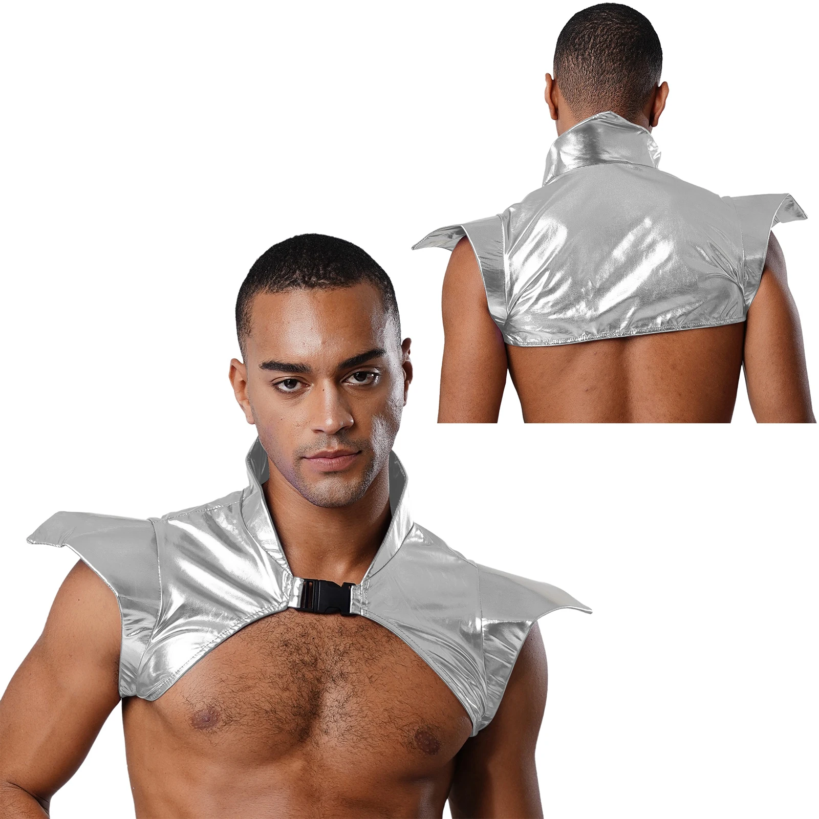 

Men's Metallic Armor Shrug Shoulder Epaulet Shawls Warrior Combatant Soldier Role Play Armour for Halloween Party Carnival Wear