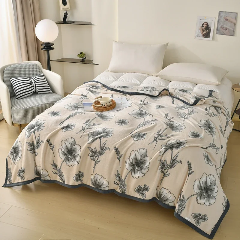 Vintage Floral Plant Pattern Throw Blanket Luxury Bed Blankets Cozy Plush Warm Home Decor Sofa Couch Chair Flannel Blanket