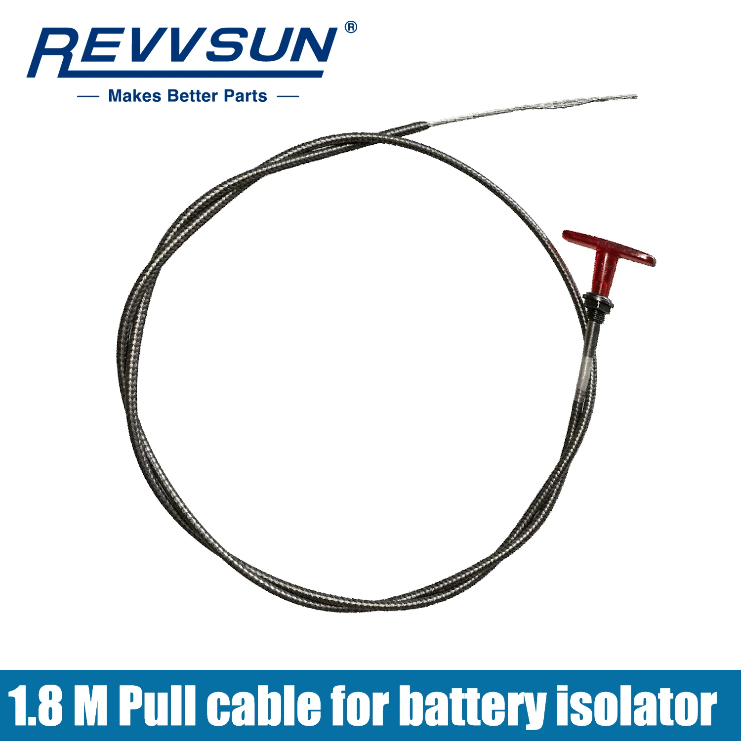 1.8M Racing Battery Isolator Pull Cable - Red T-Handle Remote Circuit Breaker Wire for Rally & Track Car