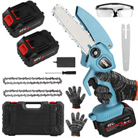 6 Inch Electric Chainsaw Cordless Portable Electric Saw Handheld Garden Wood Baking Power Tool With 2 6000mAh Battery
