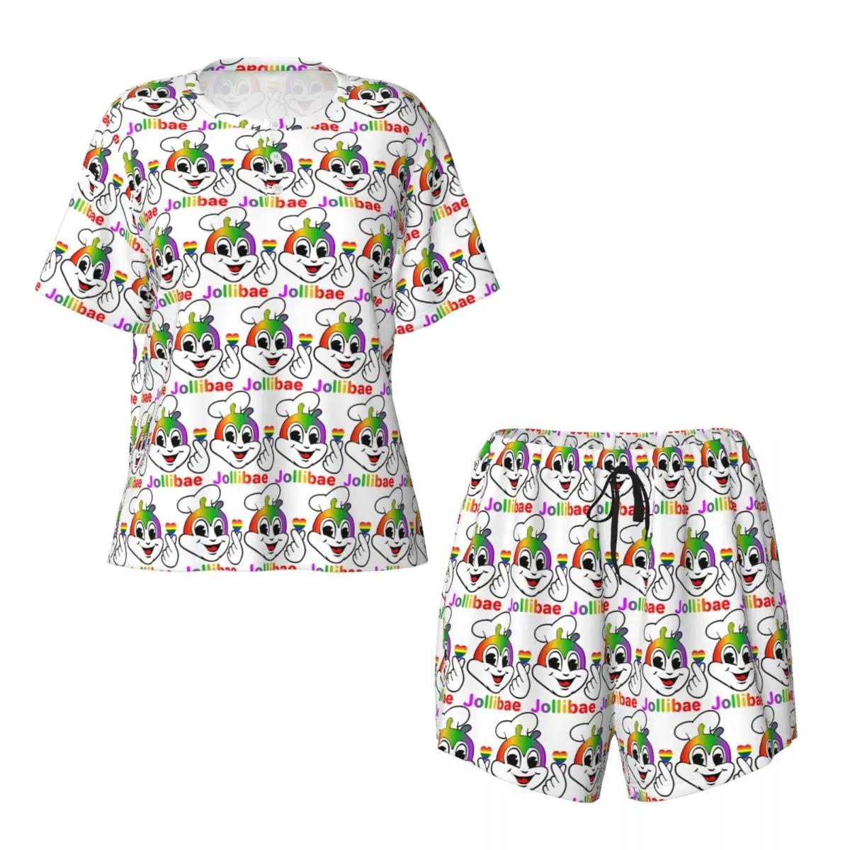 

JOLLI BAE PRIDE JOLLIBEE Round Neck Short Sleeve Nightgowns for Sleeping Sleepshirts Women Loose Pajama Set Short Pants