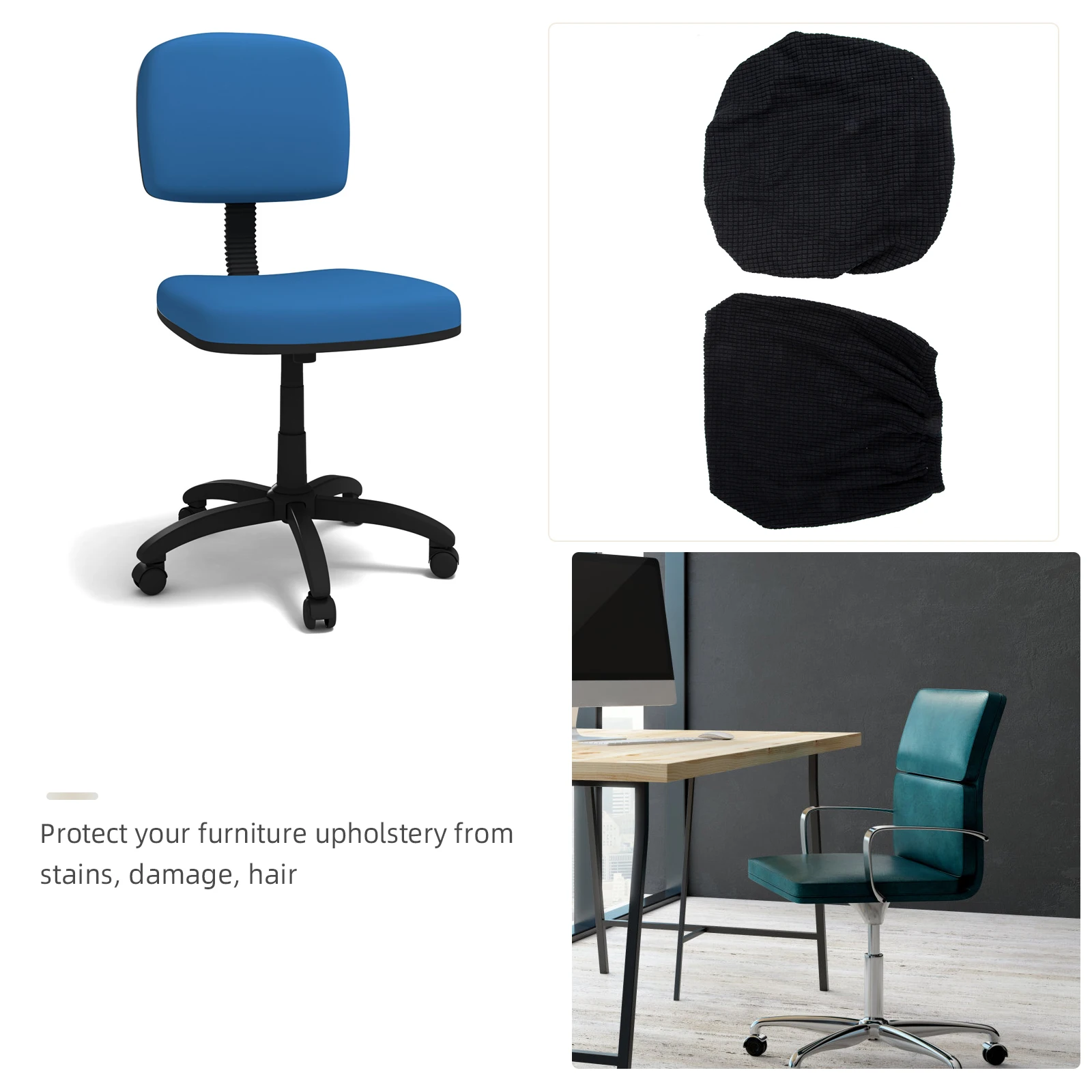 

Durable Polyester Office Chair Cover Stretchy Rotating Armchair Slipcover Simple Color Matching Computer Chair Supplies