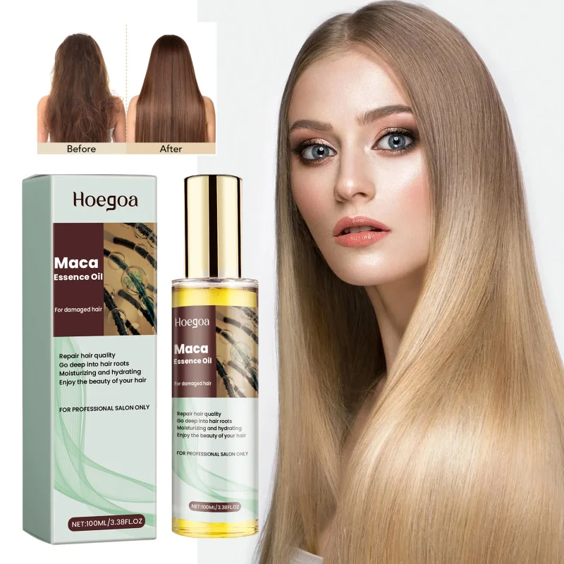 

Maca Hair Oil For Dry Damaged Hair - Nourishing Treatment To Smooth Frizz, Reduce Breakage & Split Ends, Lightweight Hair Care
