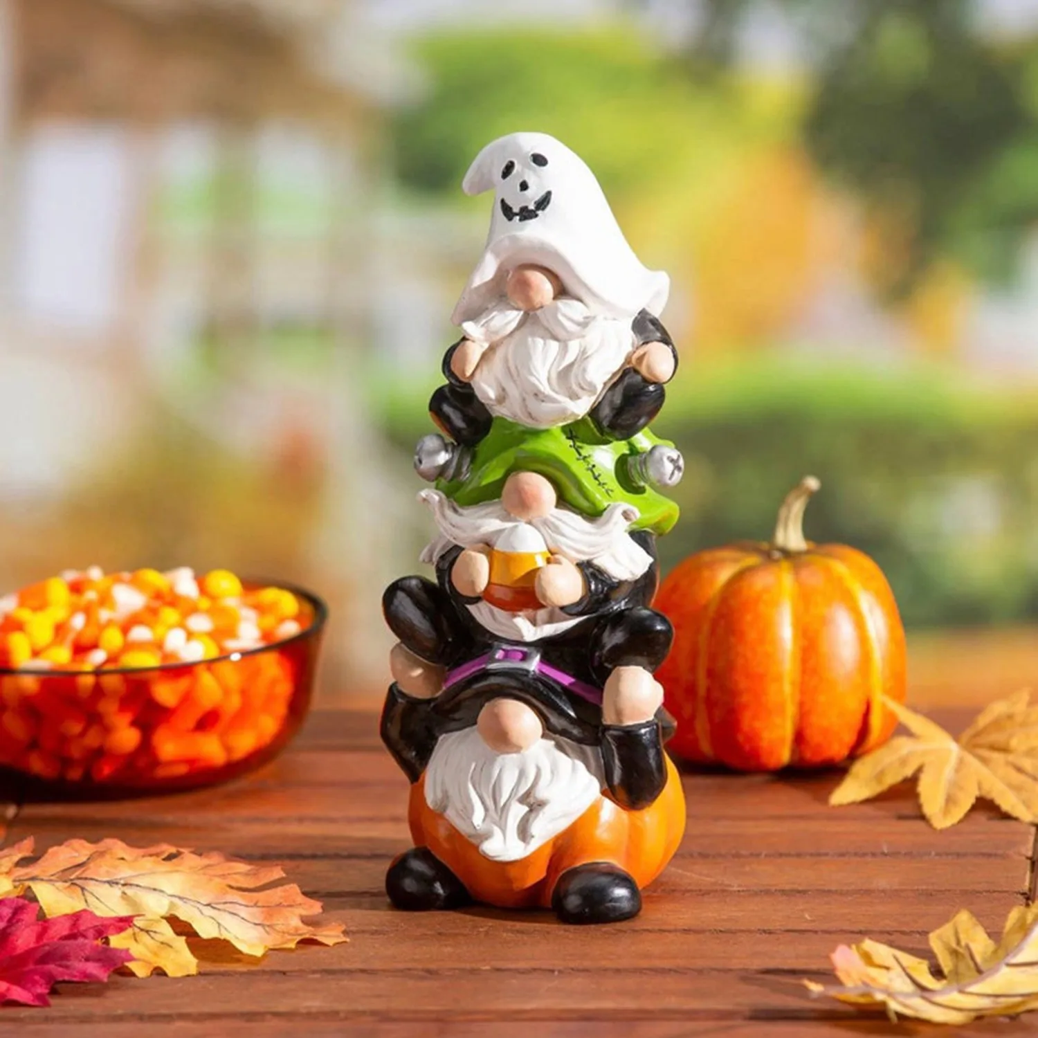 

Resin Stacked Gnomes Halloween Decorations for Home & Garden - Stackable Dwarf Figurines Desktop Accessories